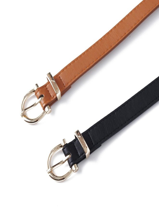 TURIMON Women's Belt with Gold Buckle - Faux Leather Belt Accessory for Jeans, Dresses, and More - Black - Image 5
